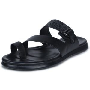 Men's Textured Genuine Leather Casual Slip-On Comfort Slippers - CN46