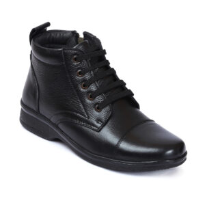 Leather Boots for Men D-045 | Mens Black Leather Zip Up Boots
